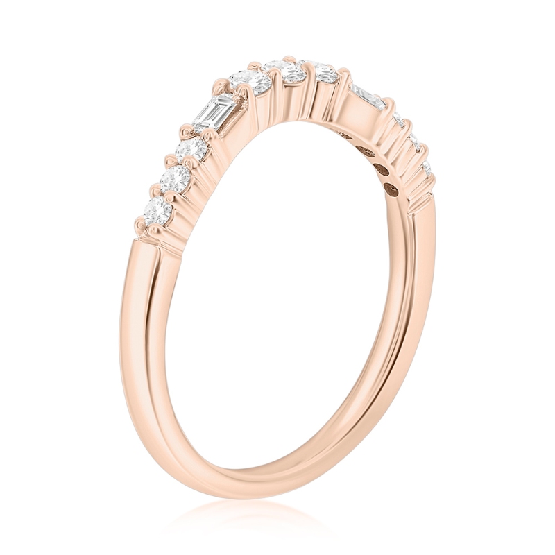 14K Rose Gold Curved Baguette Diamond Band