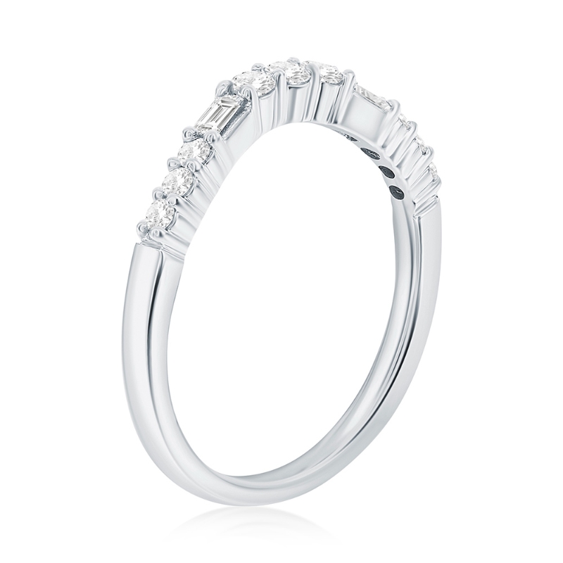 14K Rose Gold Curved Baguette Diamond Band