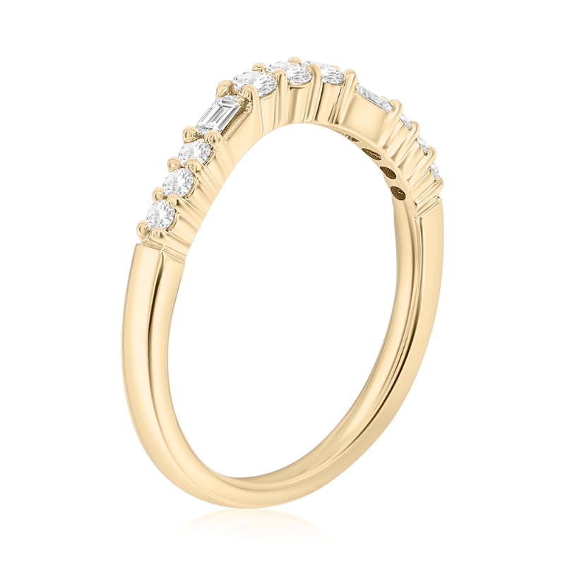 14K Rose Gold Curved Baguette Diamond Band