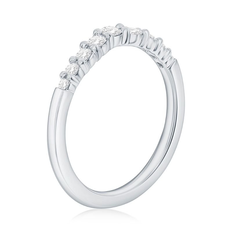 14K White Gold Curved Diamond Band
