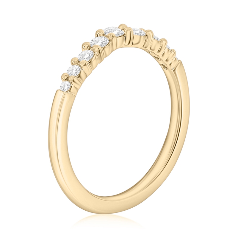14K Yellow Gold Curved Diamond Band