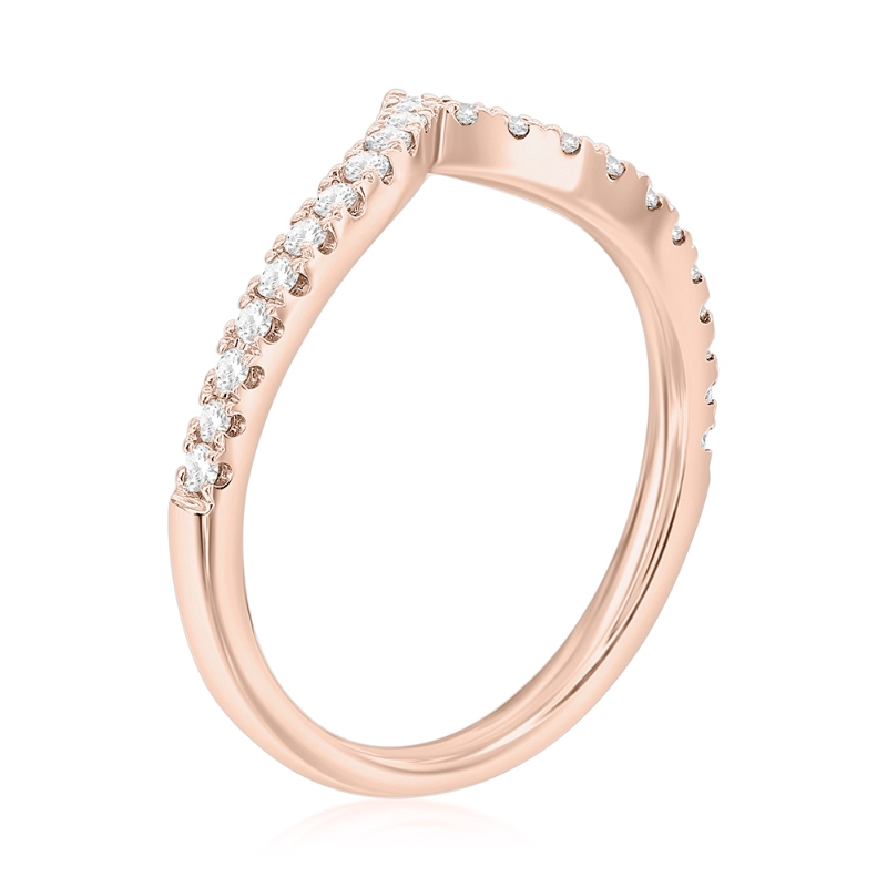 14K Rose Gold Curved Diamond Band