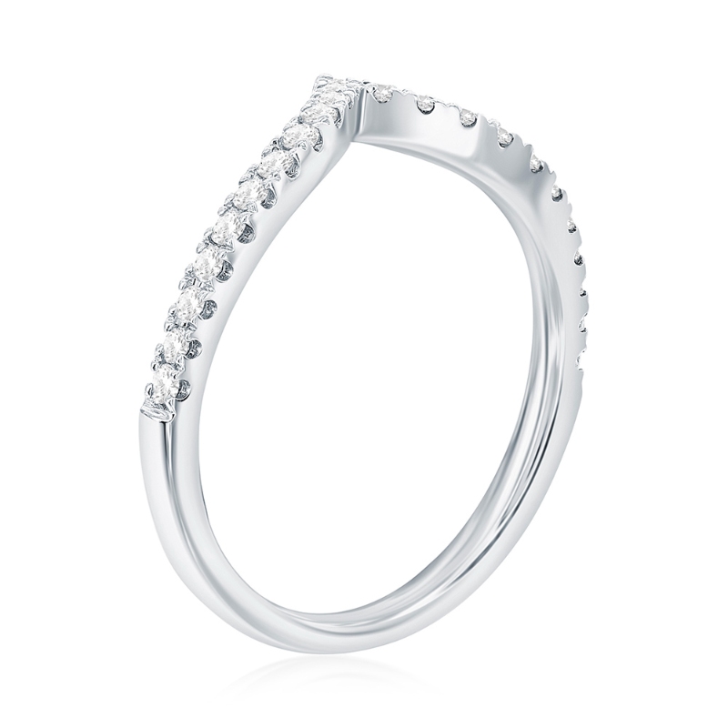 14K White Gold Curved Diamond Band