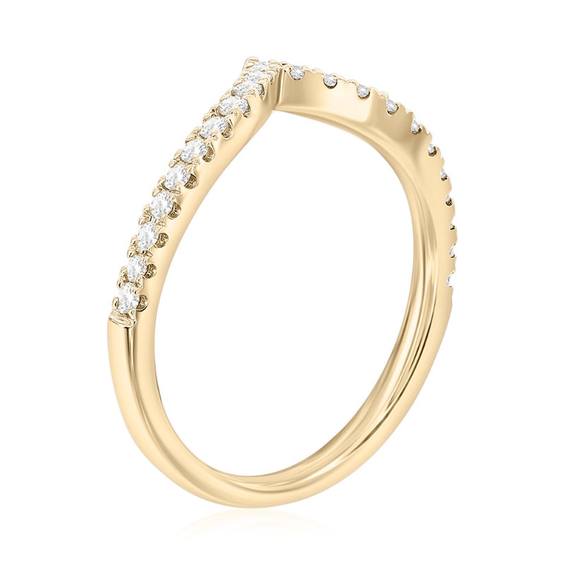 14K Yellow Gold Curved Diamond Band