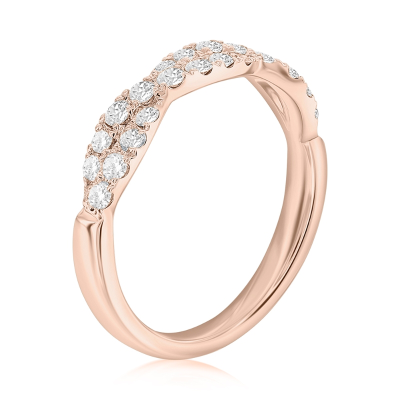 14K Rose Gold Twist Diamond Band