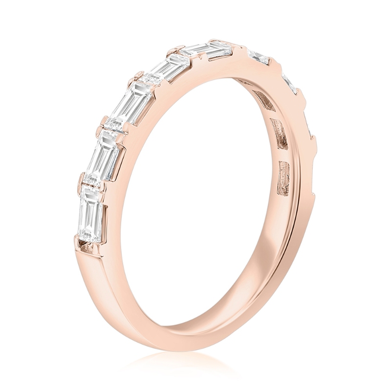 14K Rose Gold Baguette Diamond Band