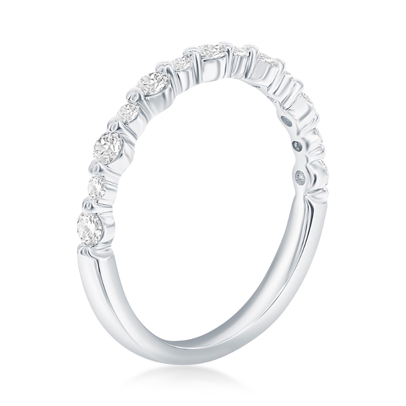 14K White Gold Single Shared Prong Diamond Band