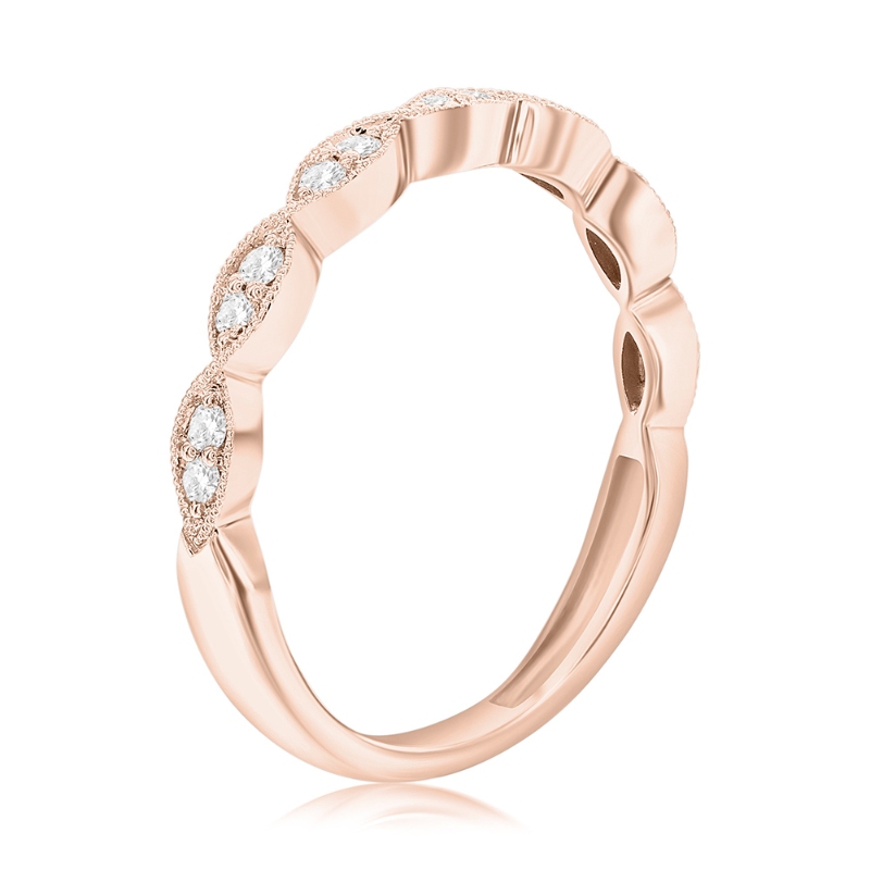 14K Rose Gold Scalloped Diamond Band