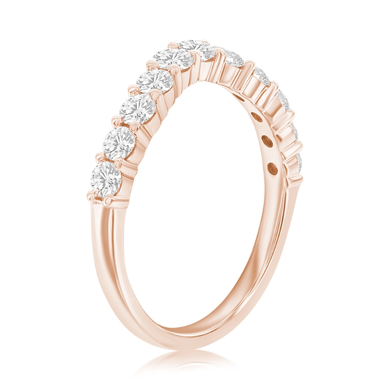 14K Rose Gold Curved Diamond Band
