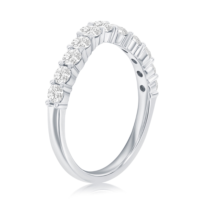 14K White Gold Curved Diamond Band
