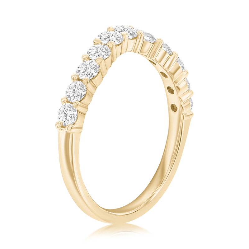 14K Yellow Gold Curved Diamond Band
