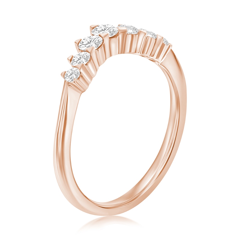 14K Rose Gold Curved Diamond Band