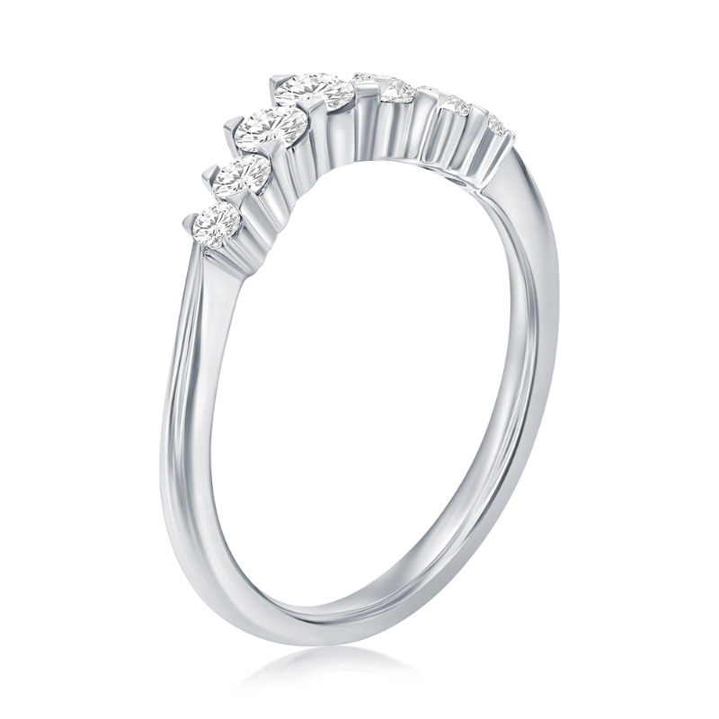 14K White Gold Curved Diamond Band