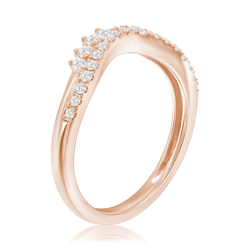 14K Rose Gold Curved Diamond Band