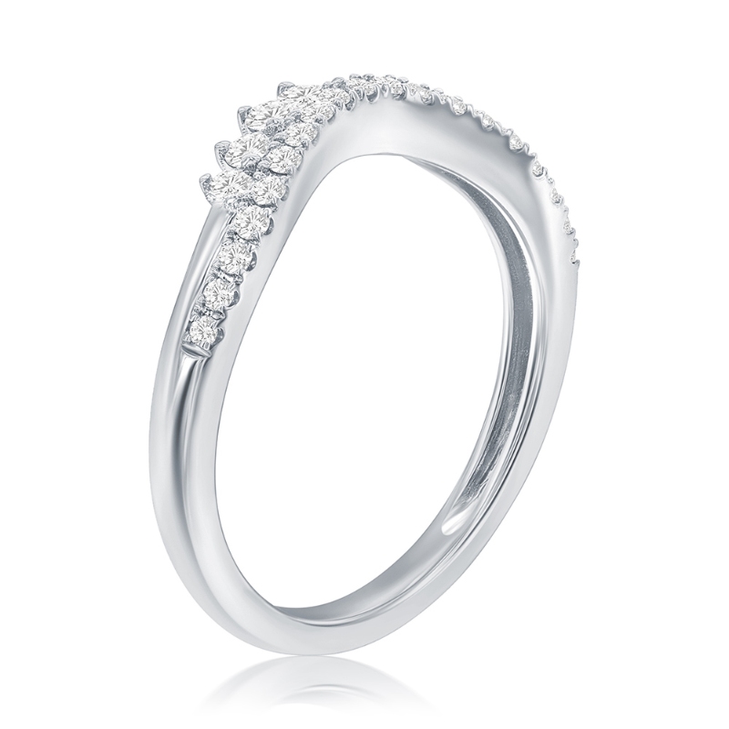 14K White Gold Curved Diamond Band