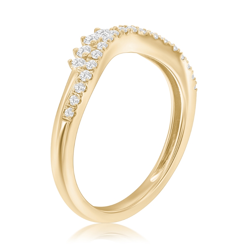 14K Yellow Gold Curved Diamond Band