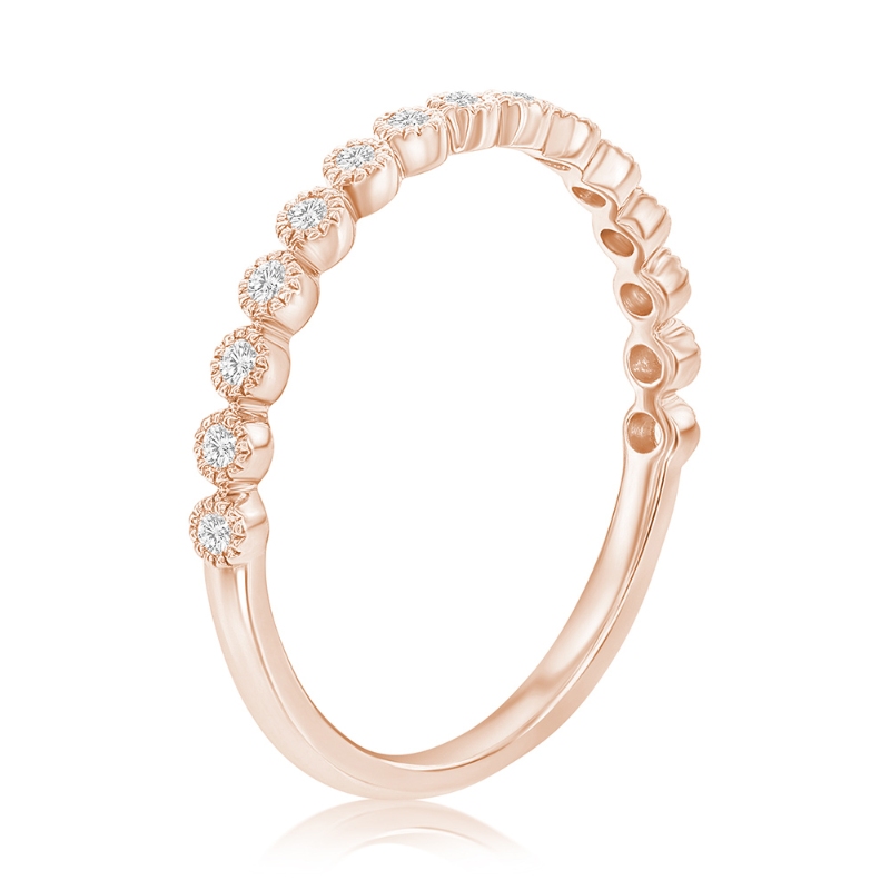 14K Rose Gold Miligrain Bezel Diamond Band