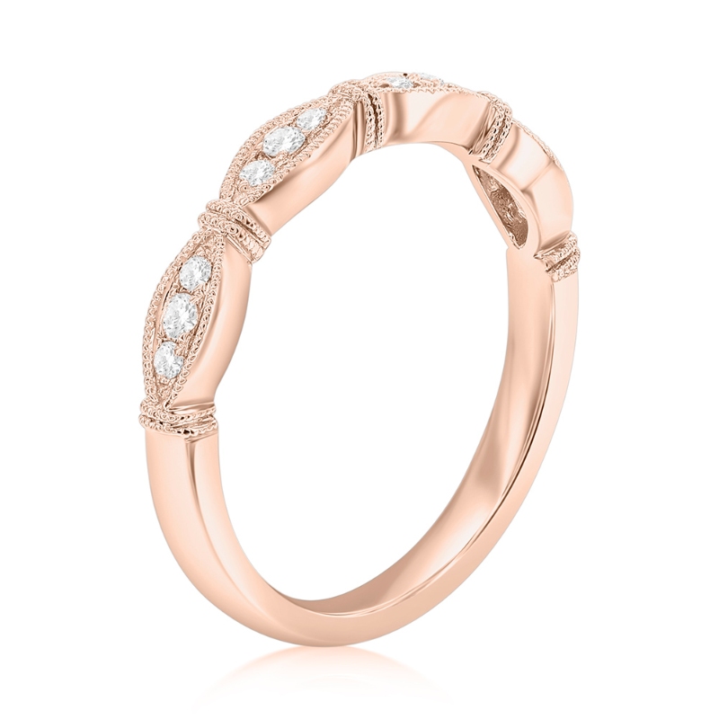 14K Rose Gold Scalloped Diamond Band