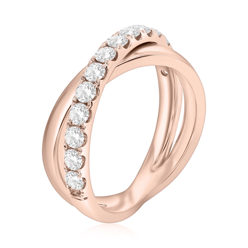 14K Rose Gold Crossover Anniversary Band