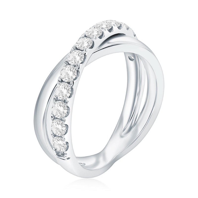 14K White Gold Crossover Anniversary Band