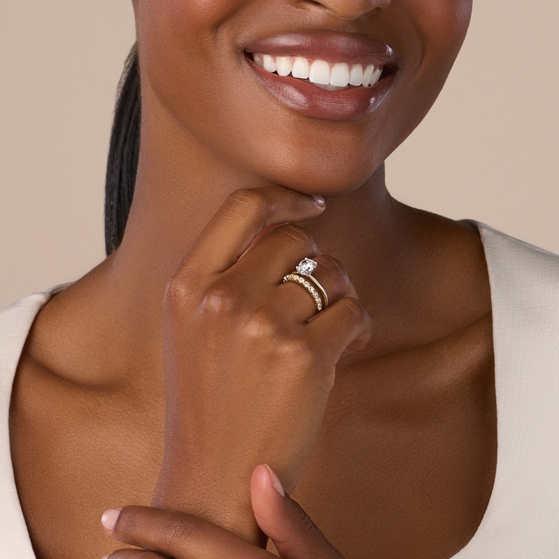 Unique Bezel Set Stackable Band - Margot