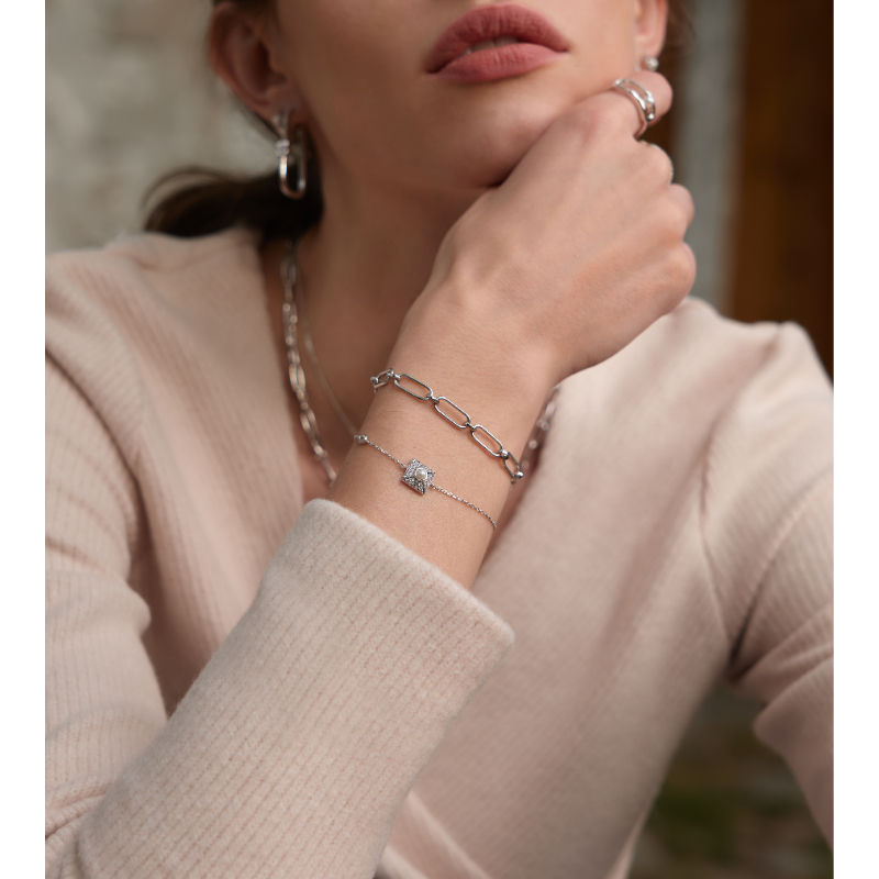 Silver Pearl Pave Bracelet