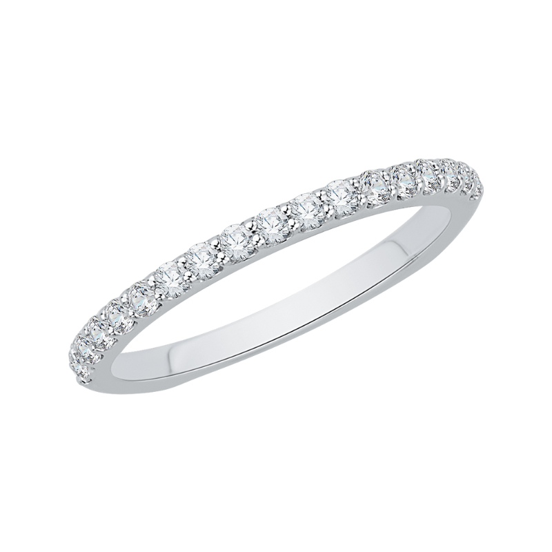 Euro shank Diamond Half Eternity Wedding Band in 14K White Gold