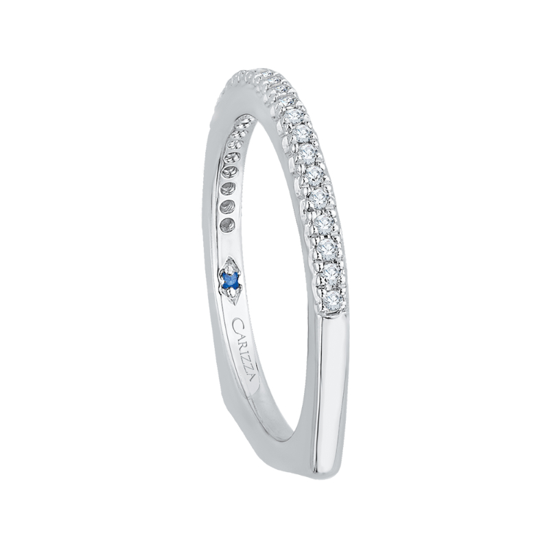 Euro shank Diamond Half Eternity Wedding Band in 14K White Gold