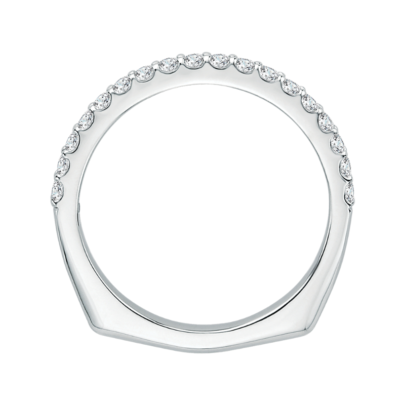 Euro shank Diamond Half Eternity Wedding Band in 14K White Gold
