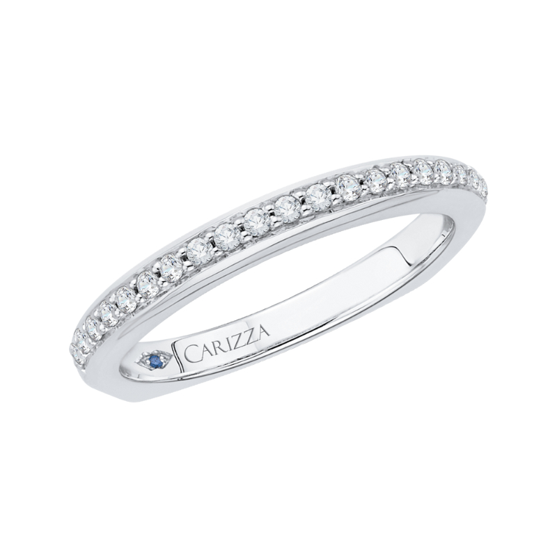 Euro Shank Round Diamond Half-Eternity Wedding Band in 14K White Gold