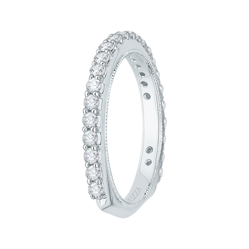 Euro Shank Round Diamond Wedding Band in 14K White Gold