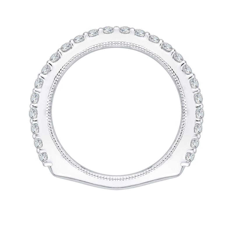 Euro Shank Round Diamond Wedding Band in 14K White Gold