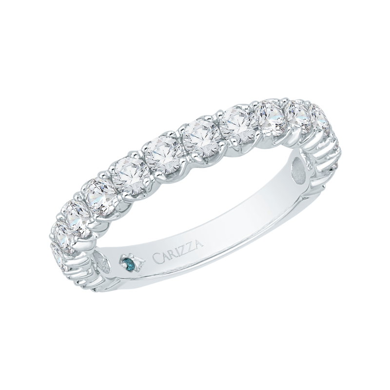 14K White Gold Round Diamond Euro Shank Wedding Band