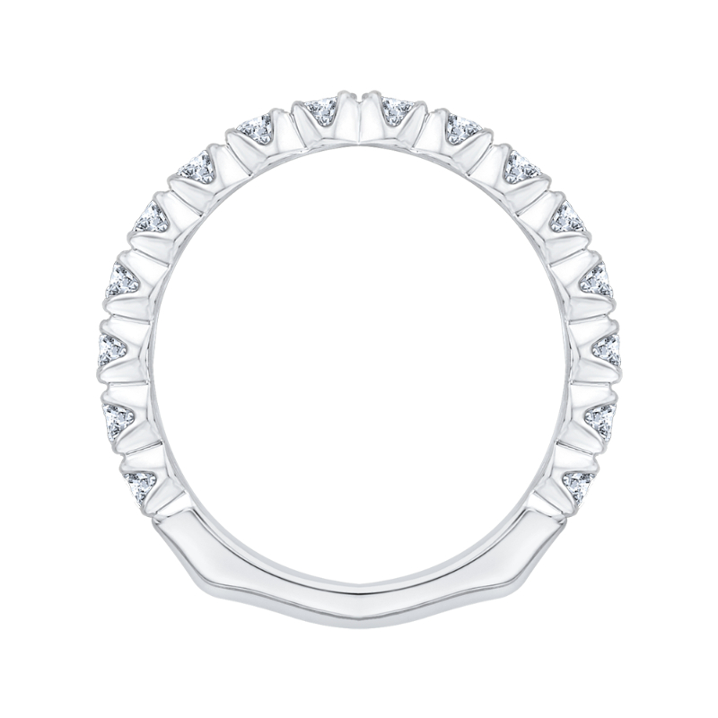 14K White Gold Round Diamond Euro Shank Wedding Band