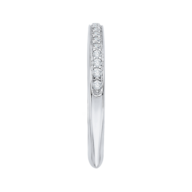 Euro Shank Round Diamond Half-Eternity Wedding Band In 14K White Gold
