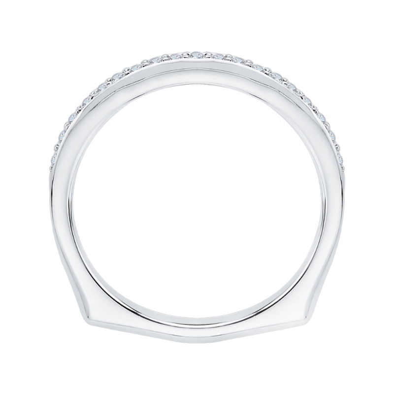 Euro Shank Round Diamond Half-Eternity Wedding Band In 14K White Gold
