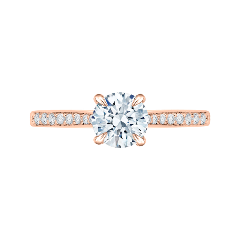 Diamond Solitaire with Accents Engagement Ring in 14K Rose Gold (Semi-Mount)