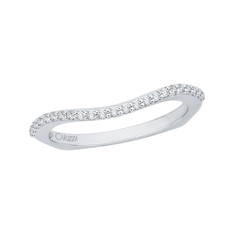 Euro shank Diamond Half Eternity Wedding Band in 14K White Gold