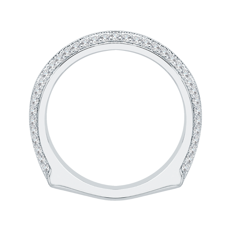 Euro Shank Two Row Diamond Wedding Band in 14K White Gold