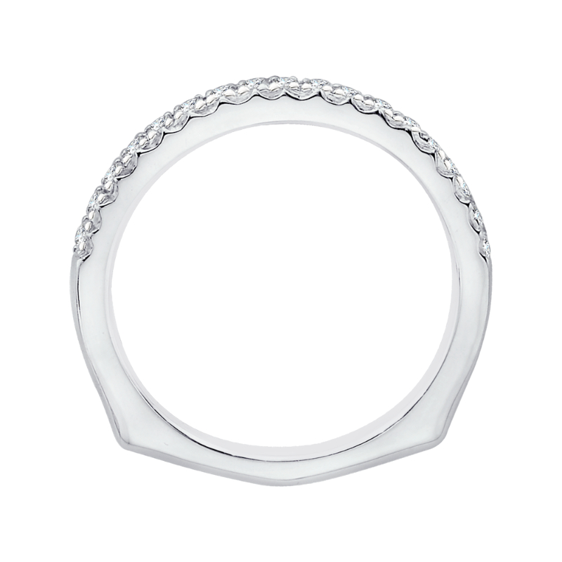 Round Diamond Euro Shank Wedding Band In 14K White Gold