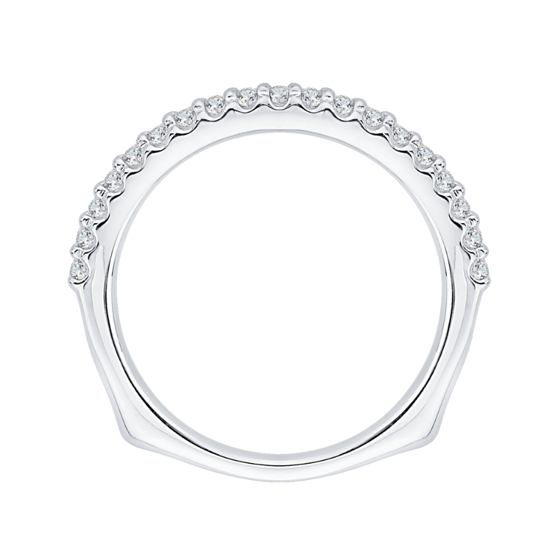 Euro Shank Round Diamond Half-Eternity Wedding Band in 14K White Gold