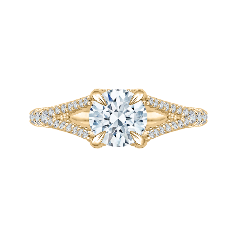 Split Shank Round Diamond Engagement Ring in 14K Yellow Gold (Semi-Mount)