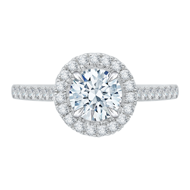 Prong Set Diamond Halo Engagement Ring in 14K White Gold (Semi-Mount)