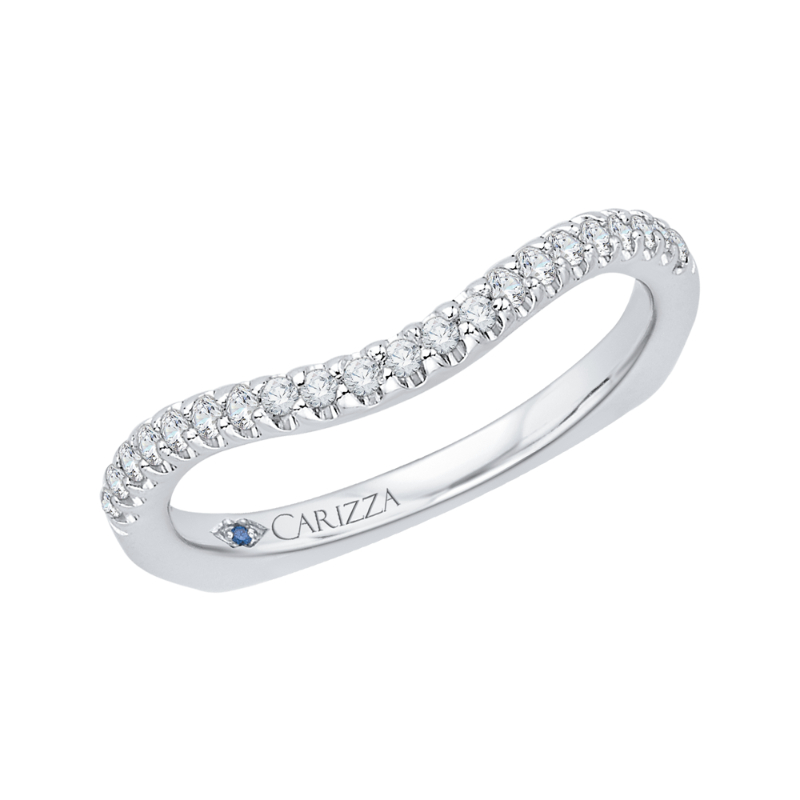 Euro Shank Diamond Wedding Band in 14K White Gold