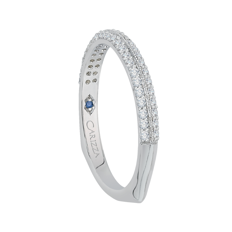 Half-Eternity Diamond Wedding Band with Euro Shank in 14K White Gold