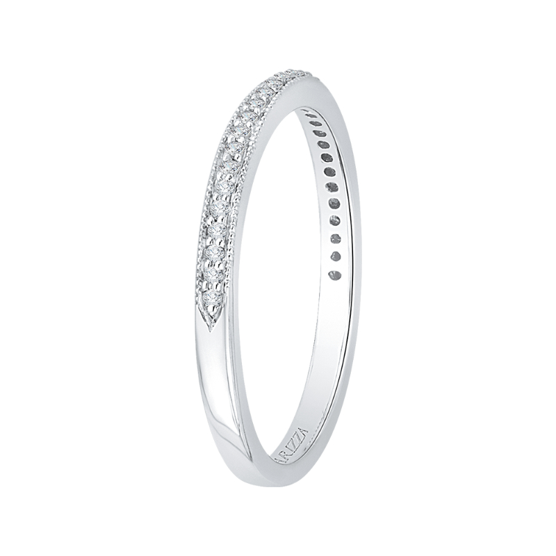 Round Diamond Half-Eternity Wedding Band in 14K White Gold
