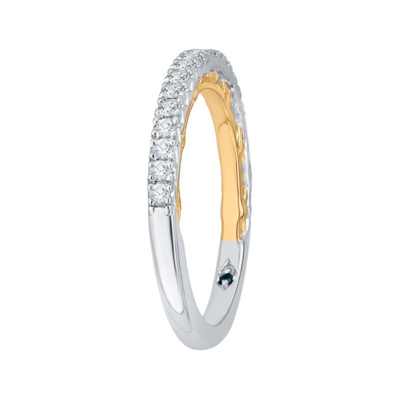 Round Diamond Half-Eternity Wedding Band in 14K Two Tone Gold