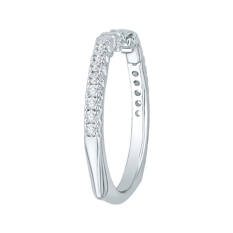 Euro Shank Round Diamond Wedding Band in 14K White Gold