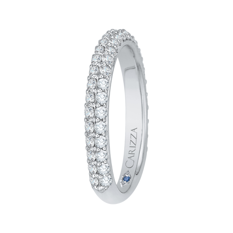 Euro Shank Round Diamond Wedding Band in 14K White Gold