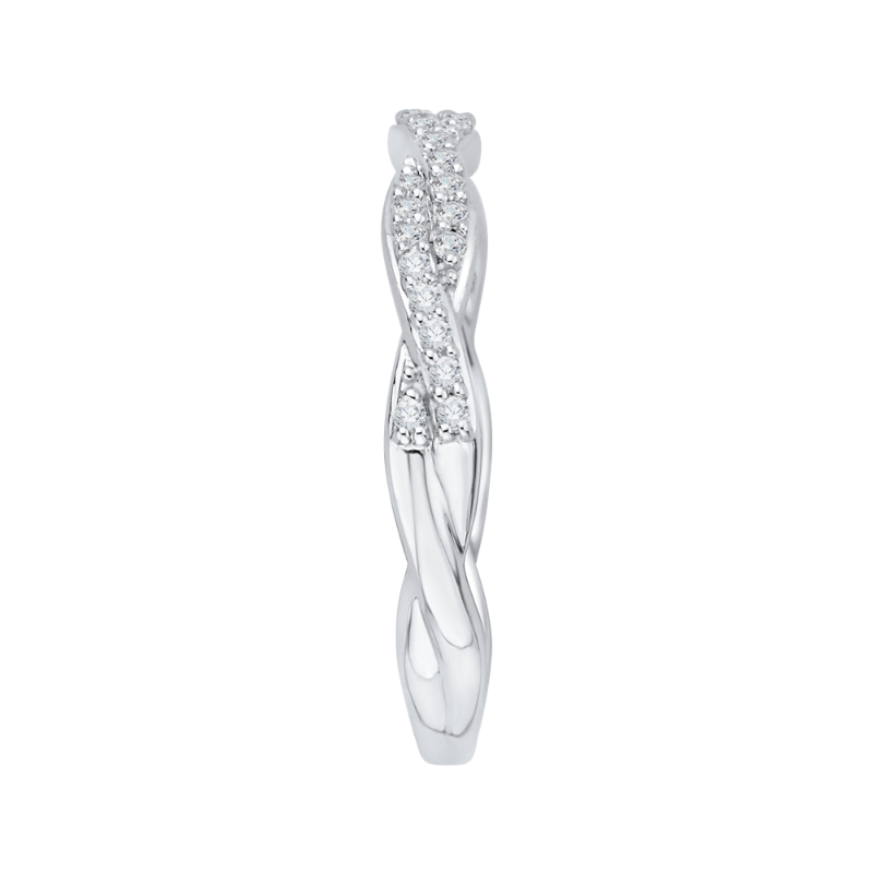 Round Diamond Criss-Cross Half-Eternity Wedding Band in 14K White Gold